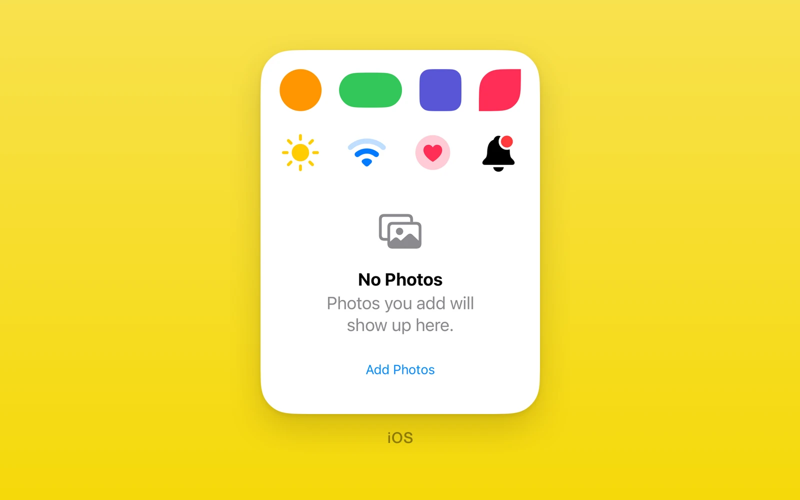 One.iOS shapes, SF Symbols in several rendering modes, and a ContentUnavailableView